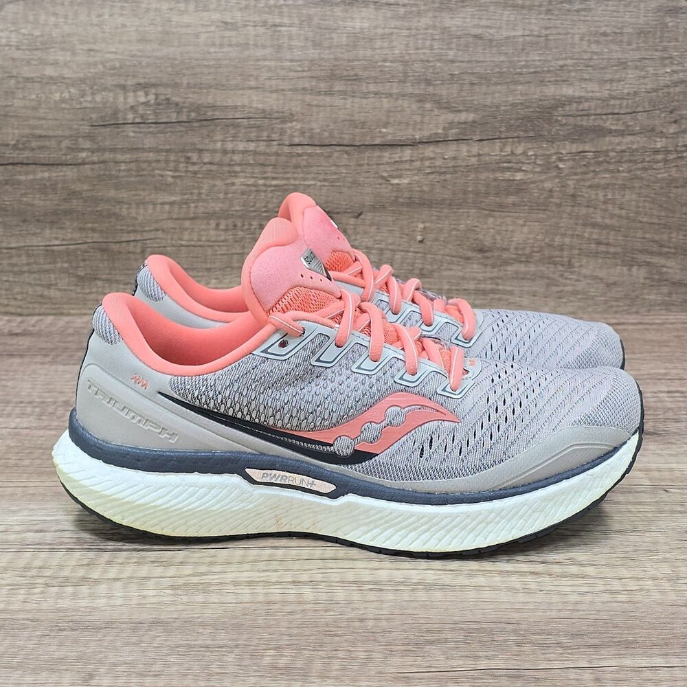 Saucony Triumph 18 Women's Size 8.5 Gray Peach Running Shoes (S10595-30)